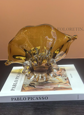 现代轻奢简约手工玻璃小果盘装置器皿样板间茶几桌面水果盘装饰品