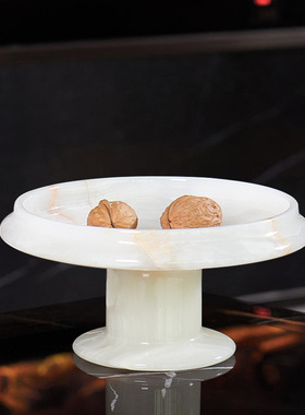 新中式天然玉石干果盘创意家用客厅电视柜茶几桌面收纳干果零食盘