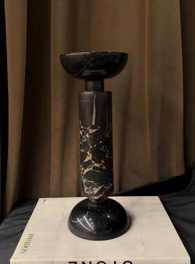 中古风复古风天然玉石几何创意烛台样板间售楼处高端石材原创烛台