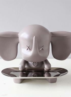 现代轻奢简约创意小飞象高档托盘摆件入户玄关钥匙收纳盘装饰品