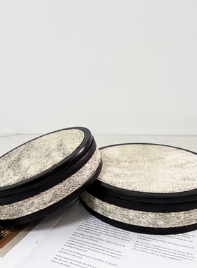 现代简约天然马毛储物盒样板间售楼处小众皮革马毛首饰盒装饰品