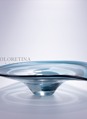 现代轻奢简约艺术玻璃几何果盘软装摆件样板间茶几疏离收纳水果盘