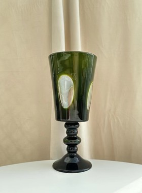 中古风手工艺术玻璃几何创意花器复古风样板间客厅疏璃花瓶装饰品