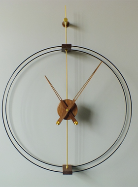 现代轻奢简约意式极简进口德国机芯胡桃木挂钟样板间餐厅挂饰摆设