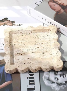 现代轻奢简约天然大理石收纳托盘摆件样板间客厅创意水果盘装饰品