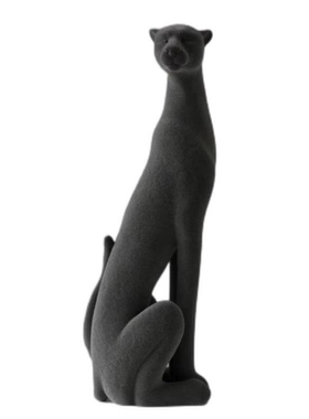 现代轻奢简约意式极简植绒美洲豹创意摆件样板间玄关茶几动物摆设