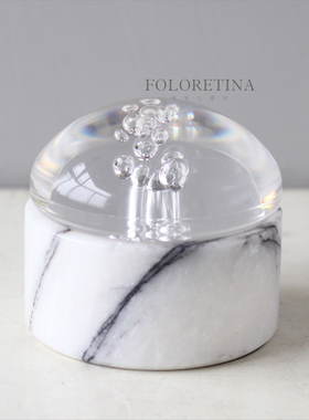 现代轻奢天然大理石创意储物罐样板间卧室台面石头储物罐装饰品摆