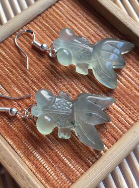 套装小鱼吊坠飘花冰透天然岫玉