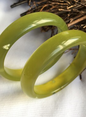 天然a货产地黄金岫玉小口径手镯