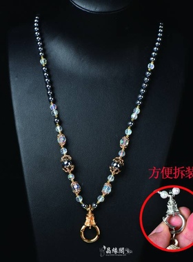 新款水晶黑玛瑙链长款百搭佛牌