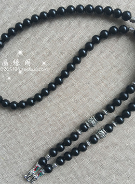 银色六字真言黑玛瑙泰国佛牌挂链