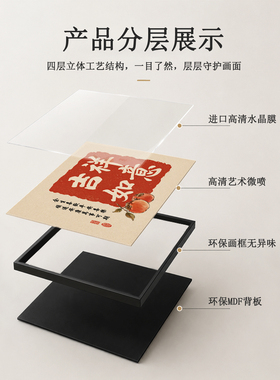 新中式免打孔电表箱遮挡装饰画