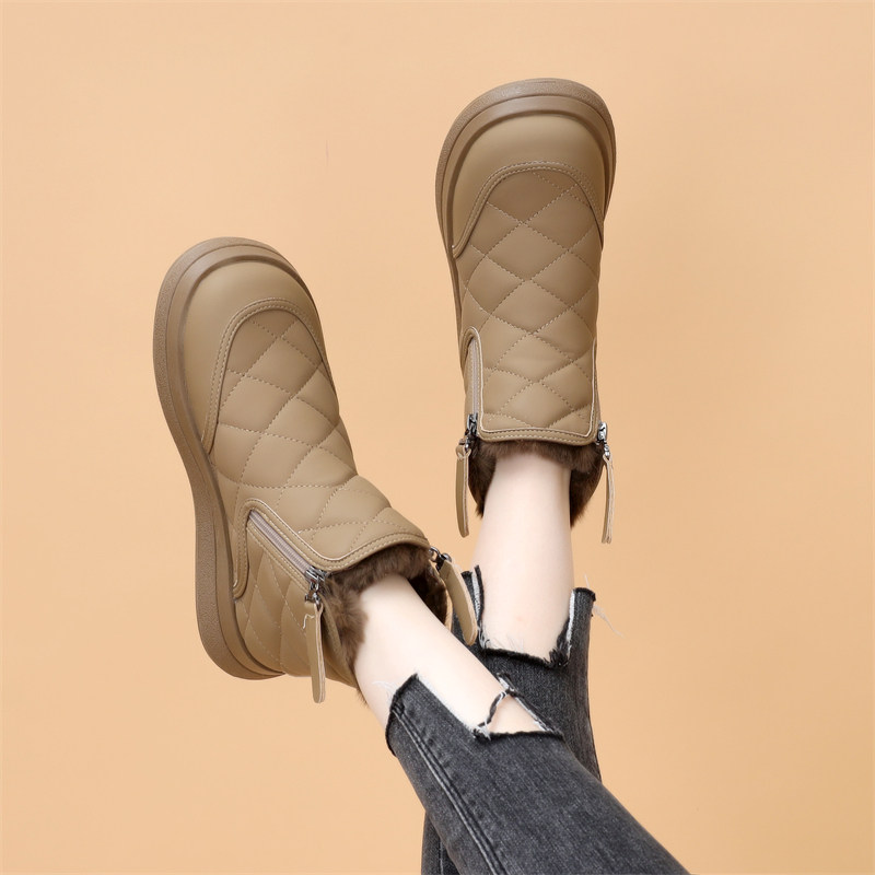 真皮平底雪地靴女2025新款冬季加绒加厚皮毛一体保暖棉鞋防水防滑,淘宝优惠券,粉丝福利购,淘宝优惠卷