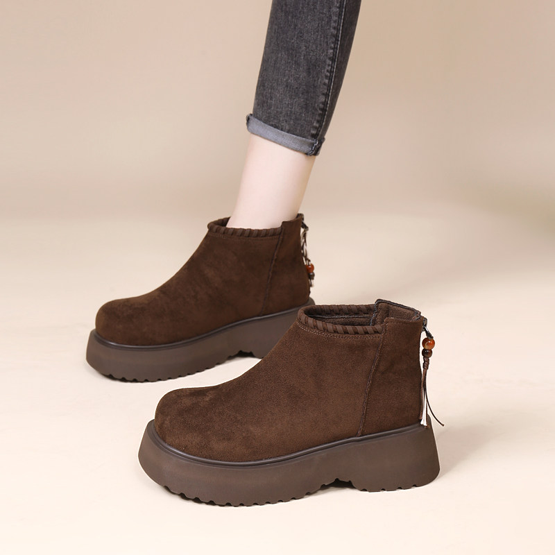 厚底圆头勃肯鞋女2025新款冬季加绒棉鞋学生百搭软底保暖短靴防滑,淘宝优惠券,粉丝福利购,淘宝优惠卷