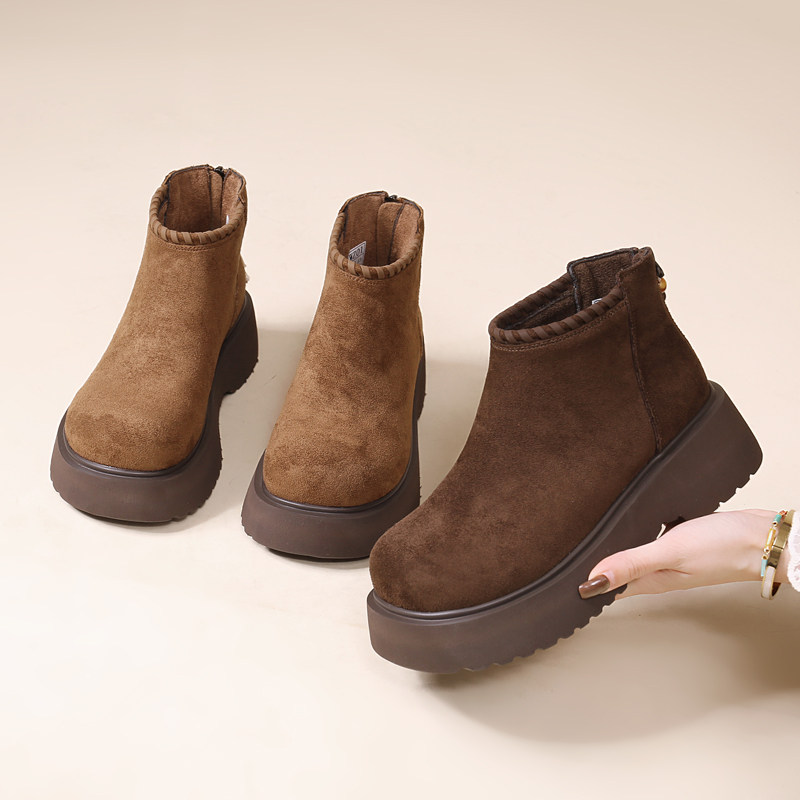 厚底圆头勃肯鞋女2025新款冬季加绒棉鞋学生百搭软底保暖短靴防滑,淘宝优惠券,粉丝福利购,淘宝优惠卷