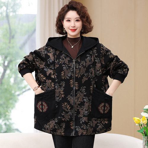 妈妈春秋牛仔外套薄款中老年人女装上衣服奶奶纯棉夹克50岁60风衣 - 图3