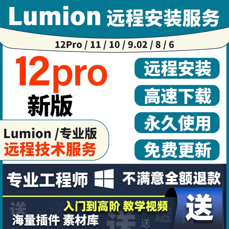 Lumion12pro/11/10/9/8/6/软件中文版远程安装服务插件素材包教程-图2