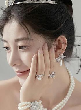新款韩式简约珍珠皇冠婚纱新娘头饰头冠婚礼晚宴十八岁生日王冠女