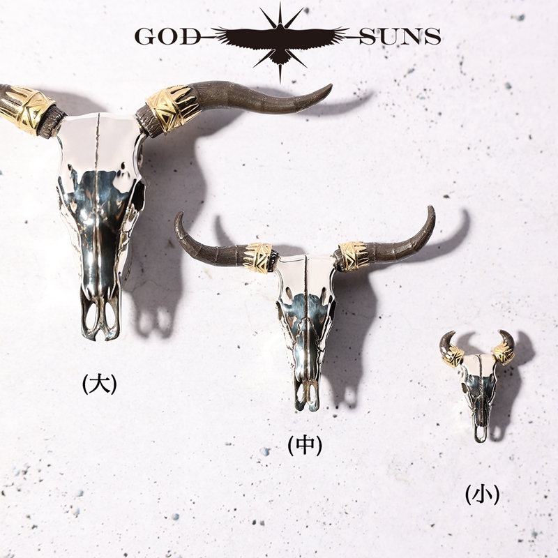 官方代理日本GOD SUNS手工950银新款牛头烟熏牛角休闲项坠吊坠 - 图3