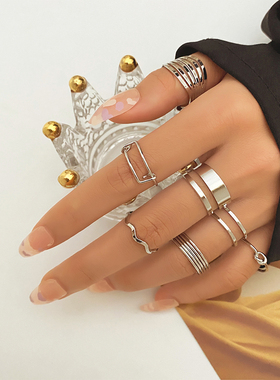 FNIO Punk basit gümü? renk geometrik oymak geni? halka set