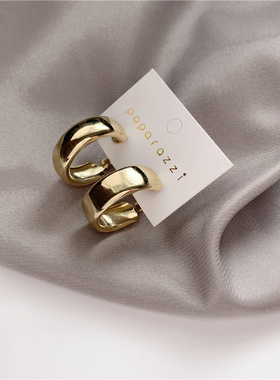 Golden Big hoop Earrings Korean Geometry Metal Earrings For