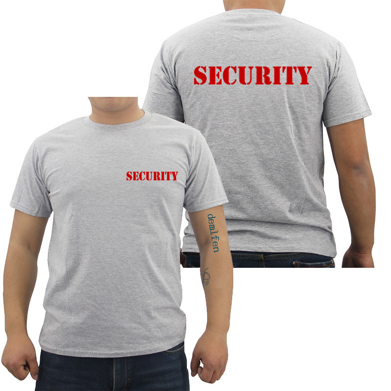 Security Men's T-shirt Event Staff Black Double Sided Top Qu - 图1