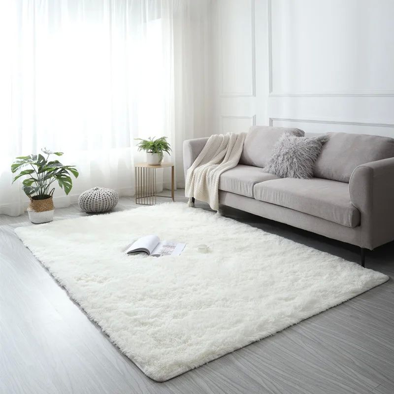 Plush Carpet Suitable For Living Room White Soft Fluffy Carp-图0