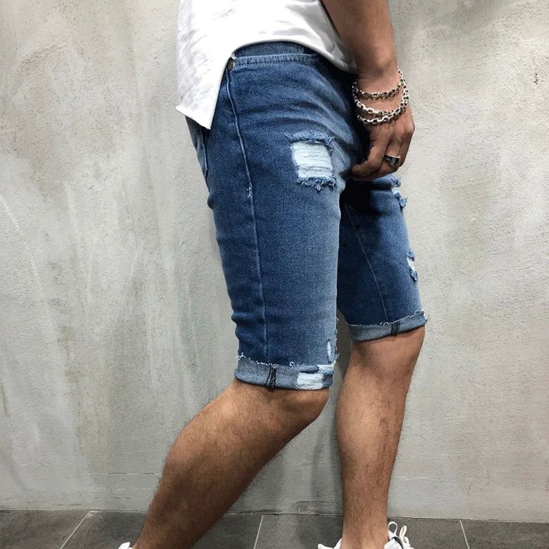 New Men shorts Jeans Short Pants Destroyed Skinny jeans Ripp-图2