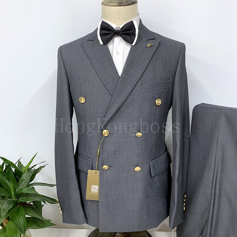 2 Pcs Suit Set Blazers Jacket Pants / Fashion Men Casual Bus - 图0