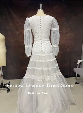 Verngo Elegant Champagne Party Dress Tulle Prom Dresses Puff