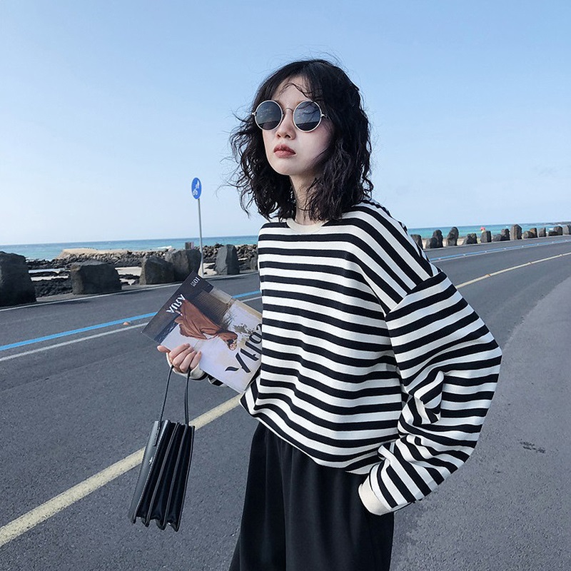 Hoodies Women Harajuku Gothic stripe cotton Hoodie Clothes 2-图1