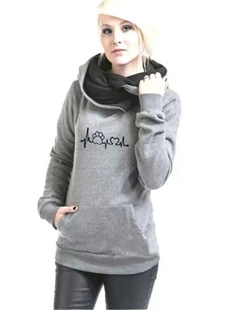 Autumn Winter Hoodies Women Pattern Embroidery Long Sleeve F-图3