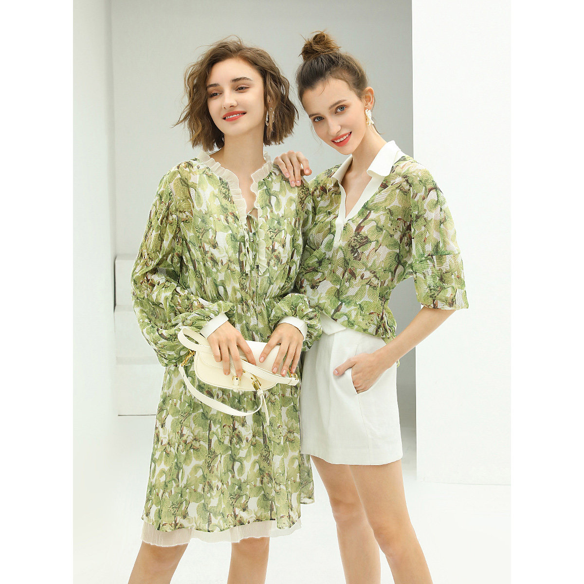 【3件5折】COCOBELLA肌理感压褶花卉印花连衣裙长袖雪纺裙FR512,淘宝优惠券,粉丝福利购,淘宝优惠卷