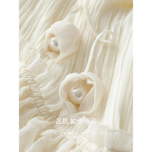 COCOBELLA重工压褶司马克15米对丝精致女人味气质连衣裙FR3043 - 图3