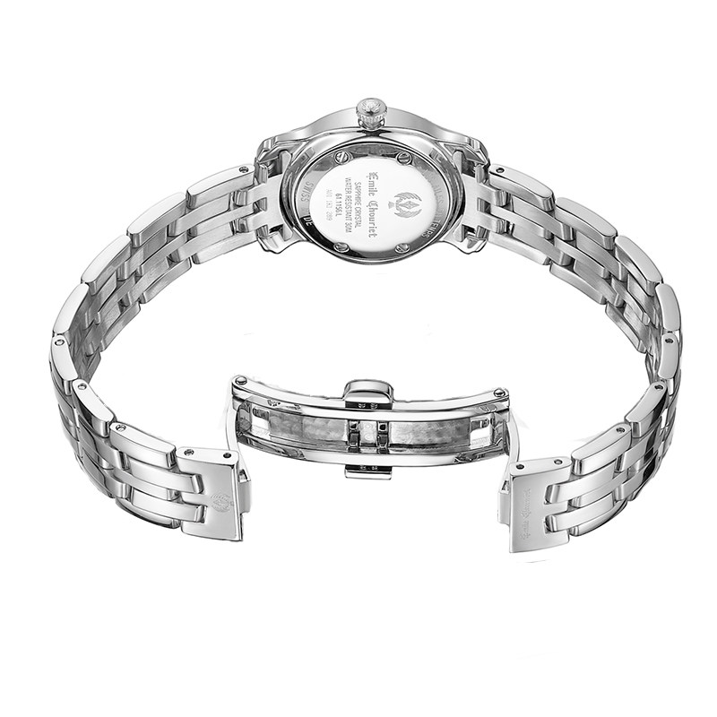 艾米龙Emile Chouriet时光之翼系列银盘钢带复古男女表情侣对表