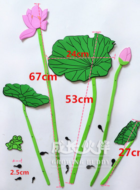 墙贴布置用品夏天荷塘青蛙组合