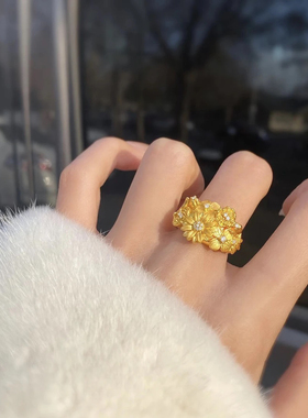 繁花锦簇戒指女款轻奢小众设计感高级食指戒