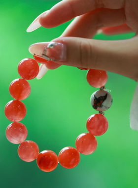 和合大仙人 特价包邮 收藏级古董粉彩手绘瓷珠 南红玛瑙手串手链