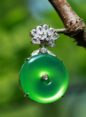 和合大仙人 翡翠平替专场 特价包邮 天然冰种阳绿玉髓平安扣吊坠