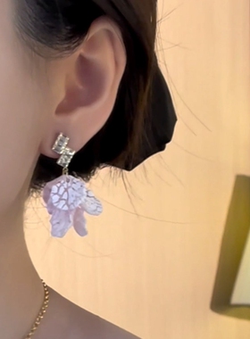 高级花瓣手工甜美小众轻奢耳钉女
