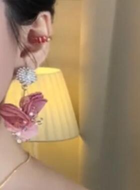 柔纱森系小众超仙气质珍珠耳钉女