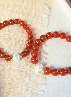 天然7A级冰透红玛瑙手链女