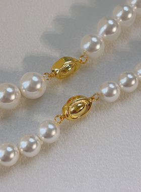 倪妮同款强光澳白珍珠项链女