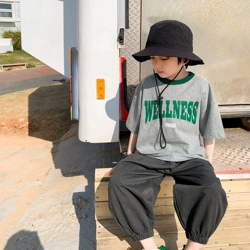 Летняя одежда, летняя хлопковая футболка с коротким рукавом для мальчиков, подходит для подростков