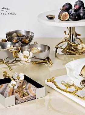 美国Michael Aram兰花不锈钢方形餐巾架轻奢复古纸巾盒西餐送礼