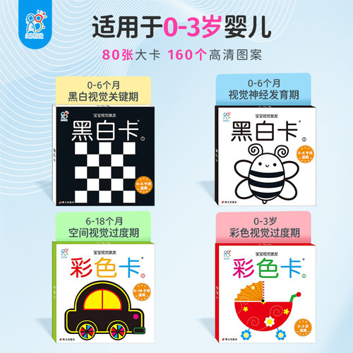 升级版 黑白卡片婴儿早教卡宝宝新生儿视觉激发彩色大卡闪卡玩具 - 图2