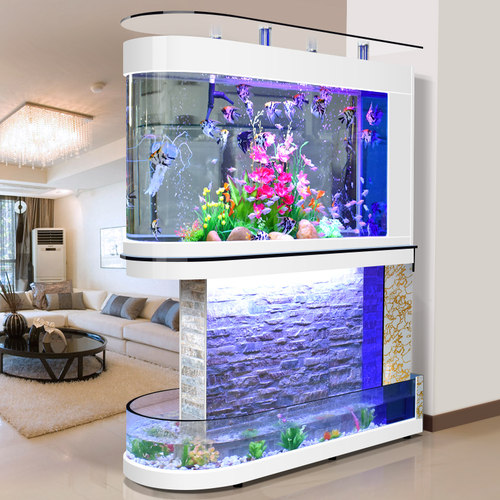 欧宝子弹头鱼缸水族箱两用流水幕墙造景山水生态玻璃大型小型客厅 - 图2