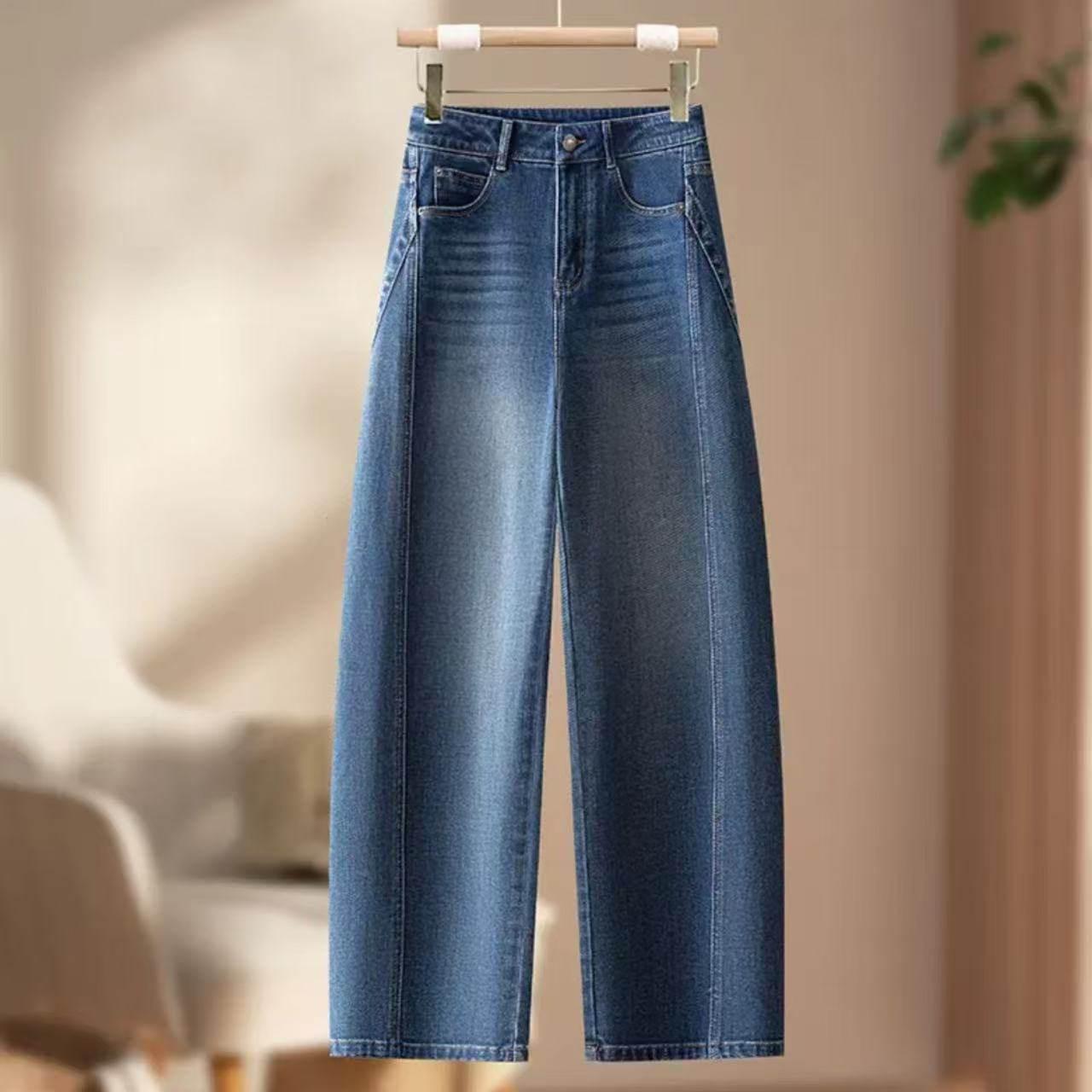 浅蓝色弯刀牛仔裤女2026新款春秋高腰时尚百搭气质梨型身材阔腿裤,淘宝优惠券,粉丝福利购,淘宝优惠卷