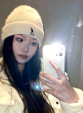 兔毛针织帽袋鼠毛线帽休闲男女冬