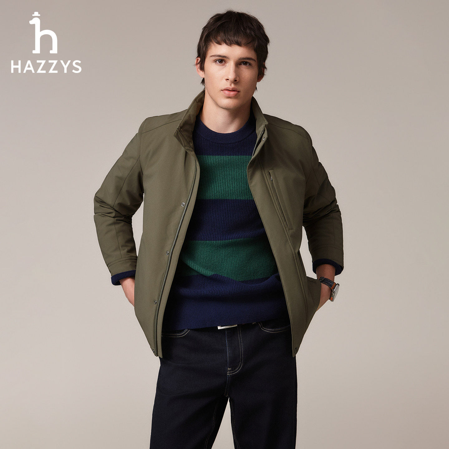 【秋季甄选】Hazzys哈吉斯男士经典时尚立领棉服通勤保暖外套上衣,淘宝优惠券,粉丝福利购,淘宝优惠卷